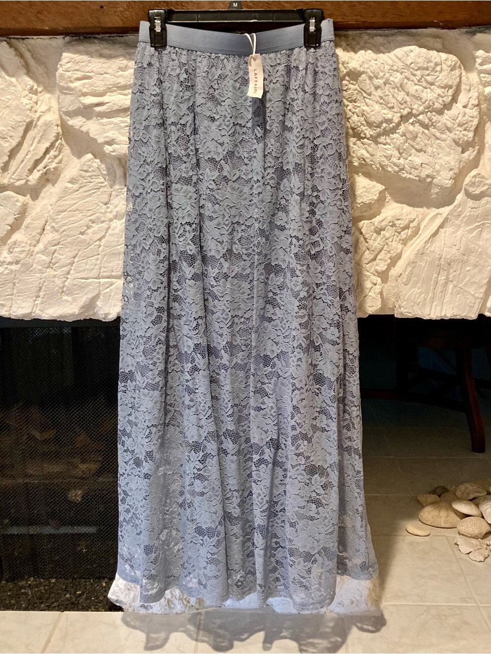 NWT L’Affaire dusty blue floral lace maxi skirt